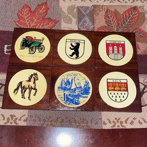 Vintage Germany Wood/Plastic Coasters!